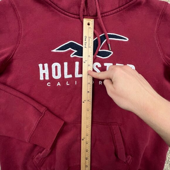 Hollister California Hoodie Red Pullover Drawstring Size Small w Logo Hooded - Picture 2 of 8